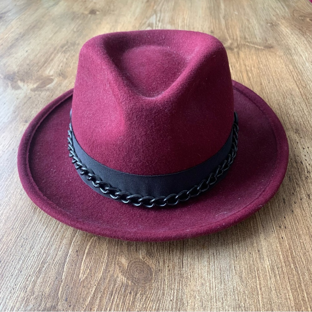 Rudsak Burgundy Fedora Wool Hat